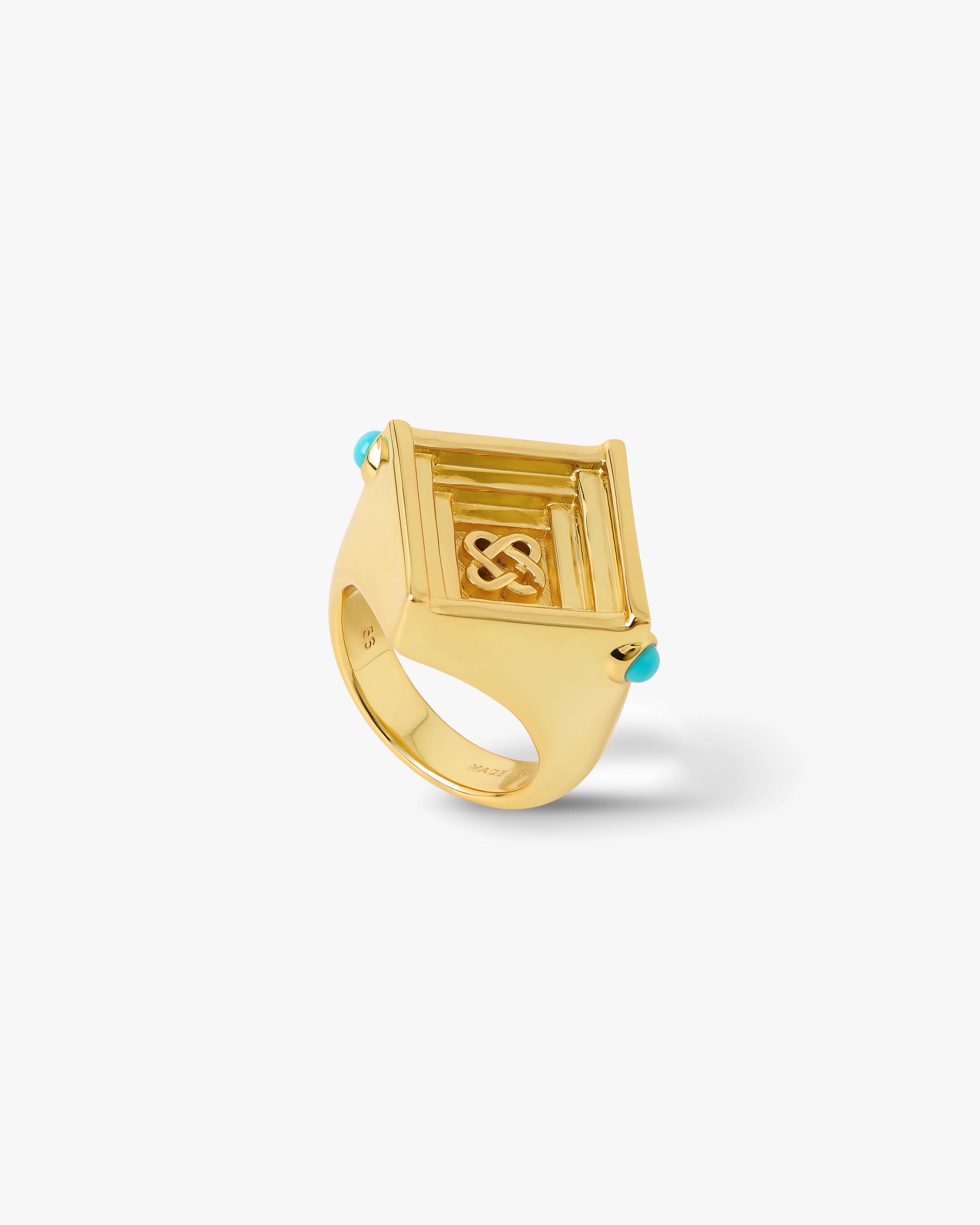 Gold & Green Wrapped Signet Ring