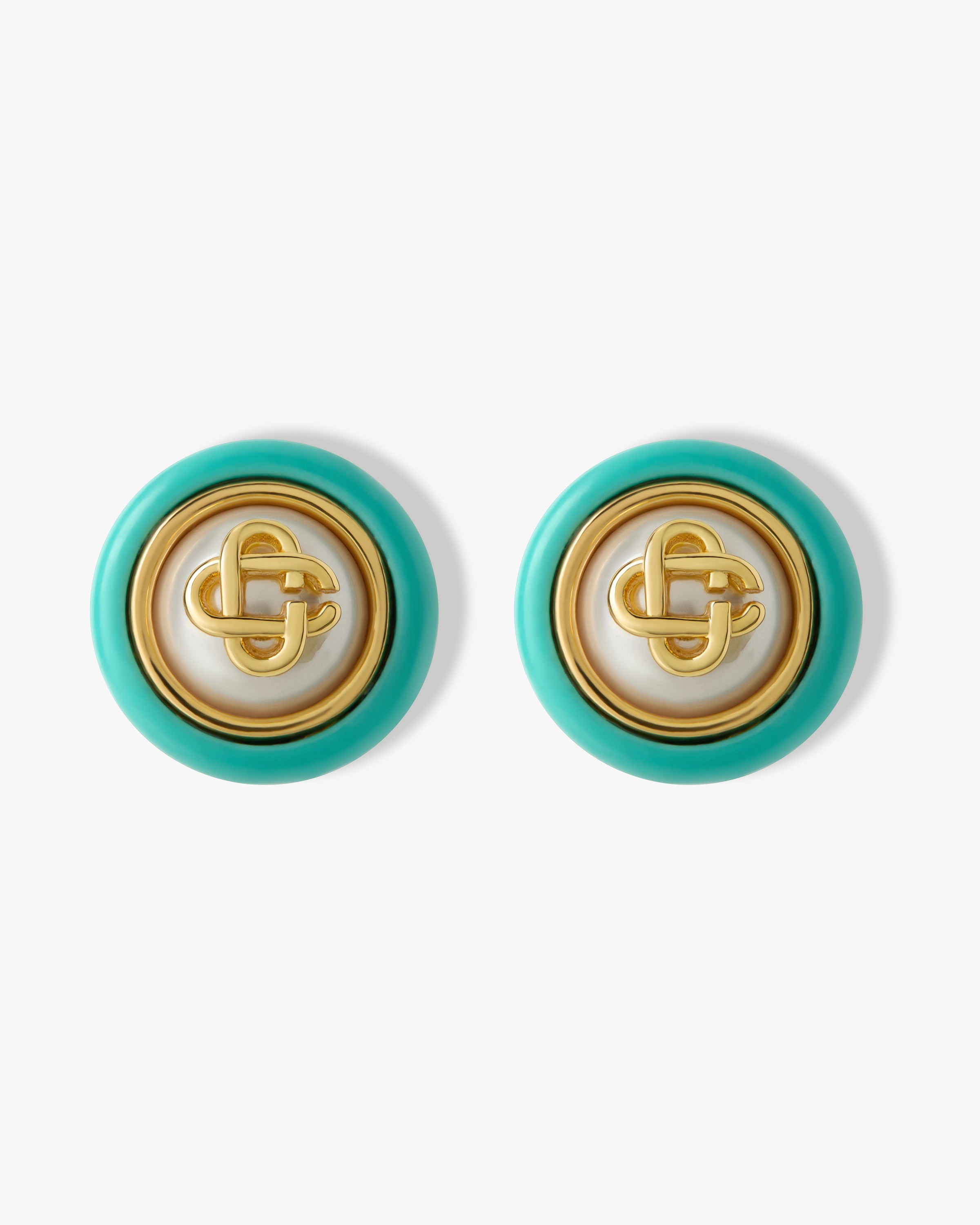 Gold & Turquoise Pearl Studs
