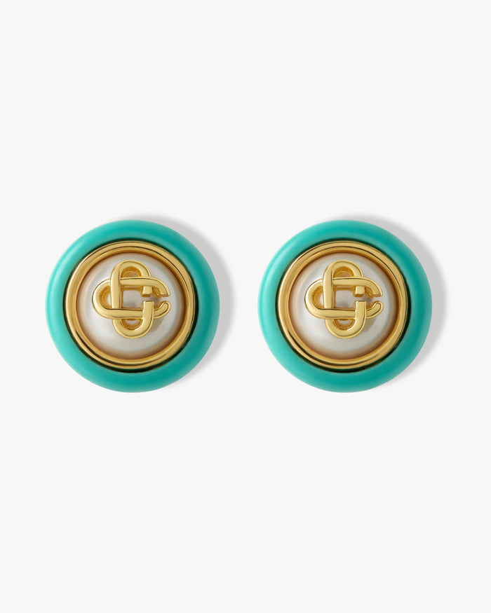 Gold & Turquoise Pearl Studs