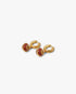 Gold & Red Sphere Ear Hoops