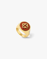 Gold & Red Stone Signet Ring