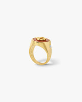 Gold & Red Stone Signet Ring