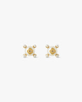 Gold & White Lotus Pearl Studs