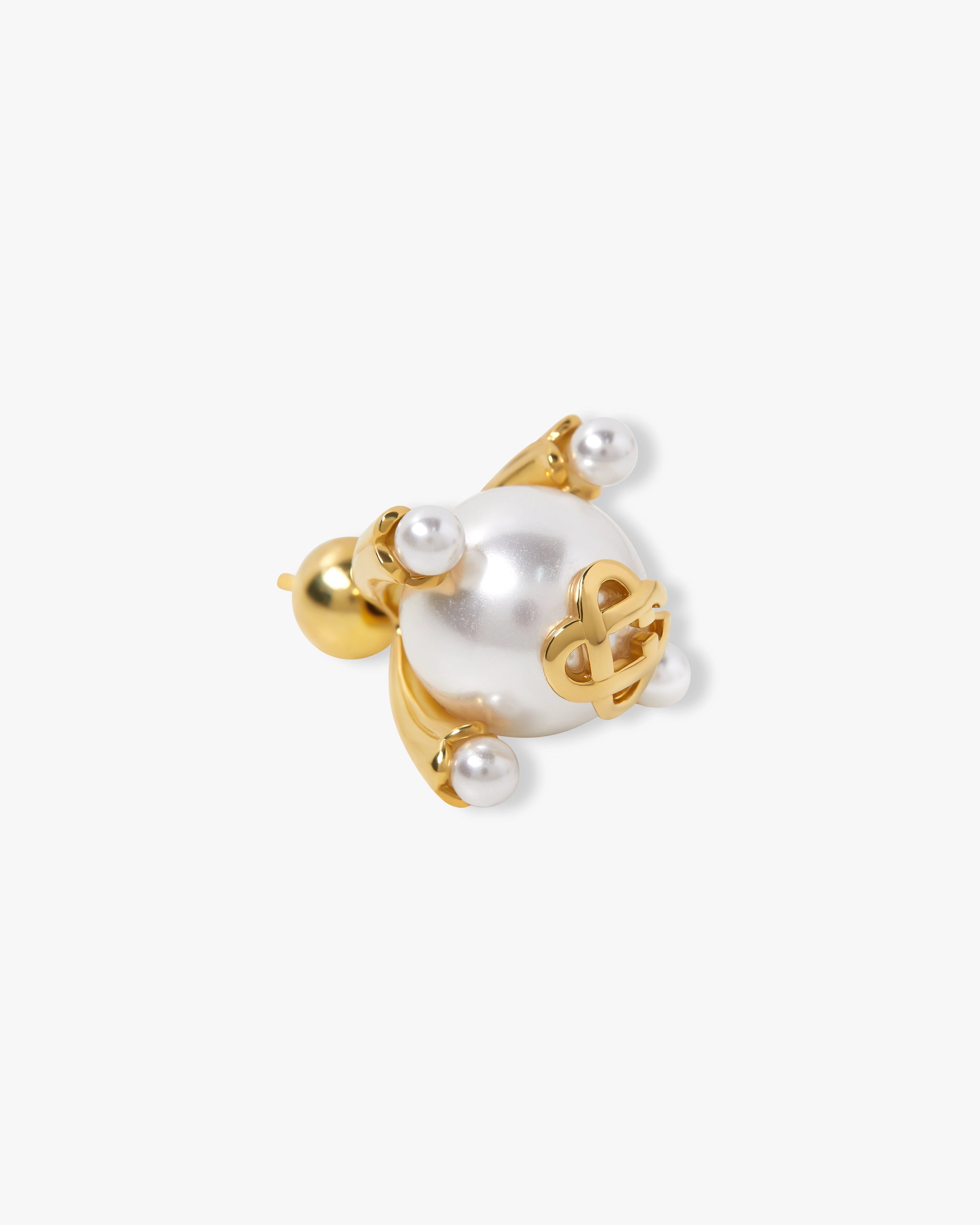 Gold & White Lotus Pearl Studs
