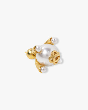 Gold & White Lotus Pearl Studs