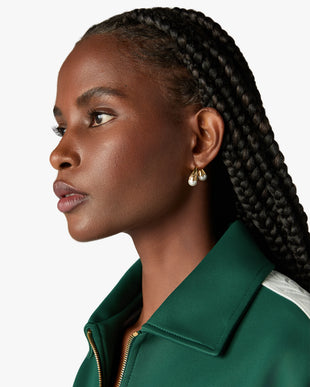 Gold & White Double Lotus Pearl Earrings