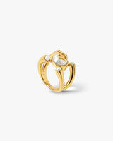 Gold & White Lotus Pearl Ring