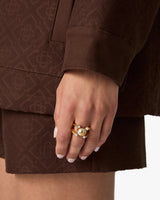 Gold & White Lotus Pearl Ring
