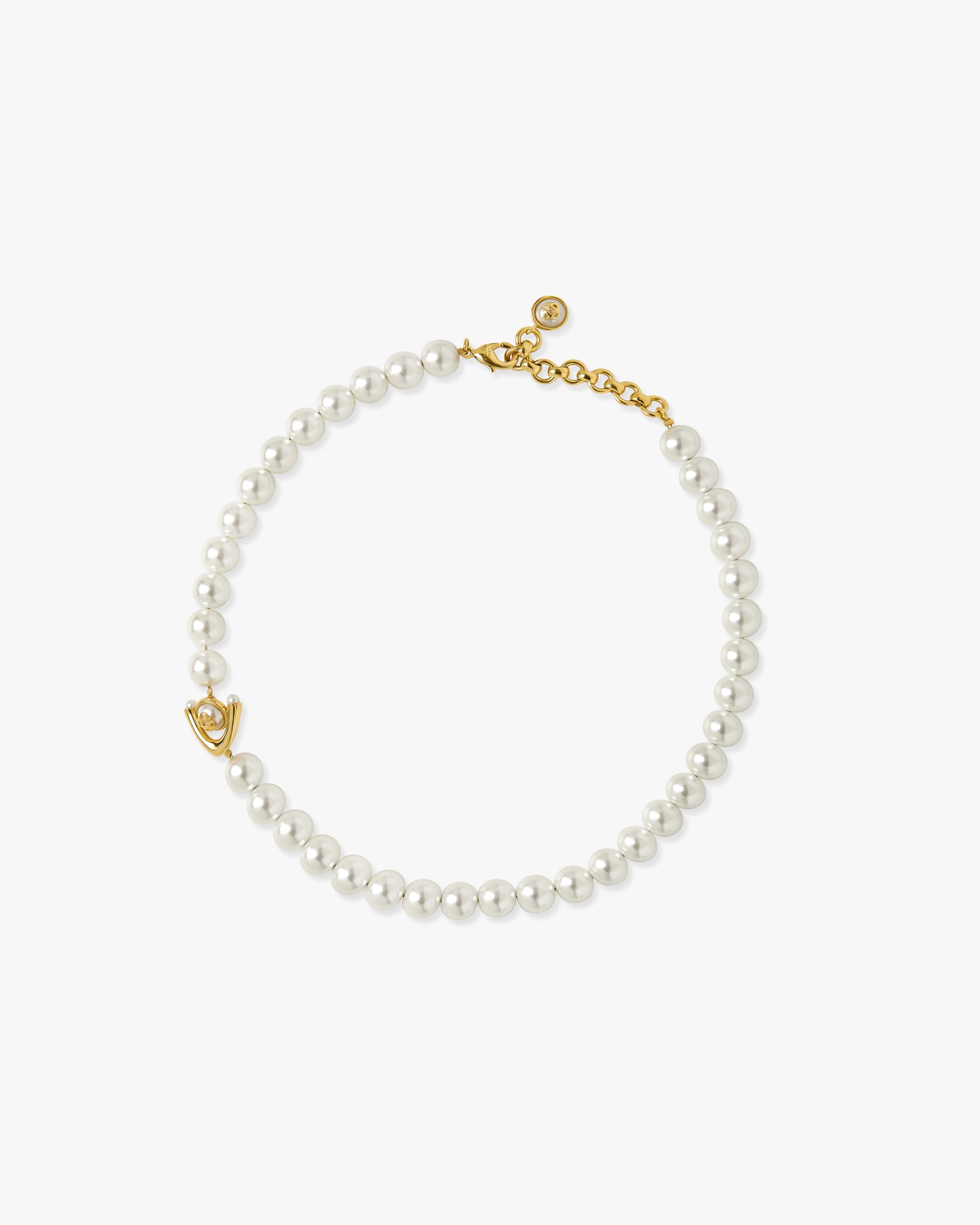 Gold & White Lotus Pearl Necklace