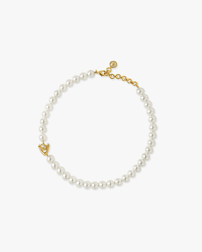 Gold & White Lotus Pearl Necklace