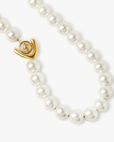 Gold & White Lotus Pearl Necklace