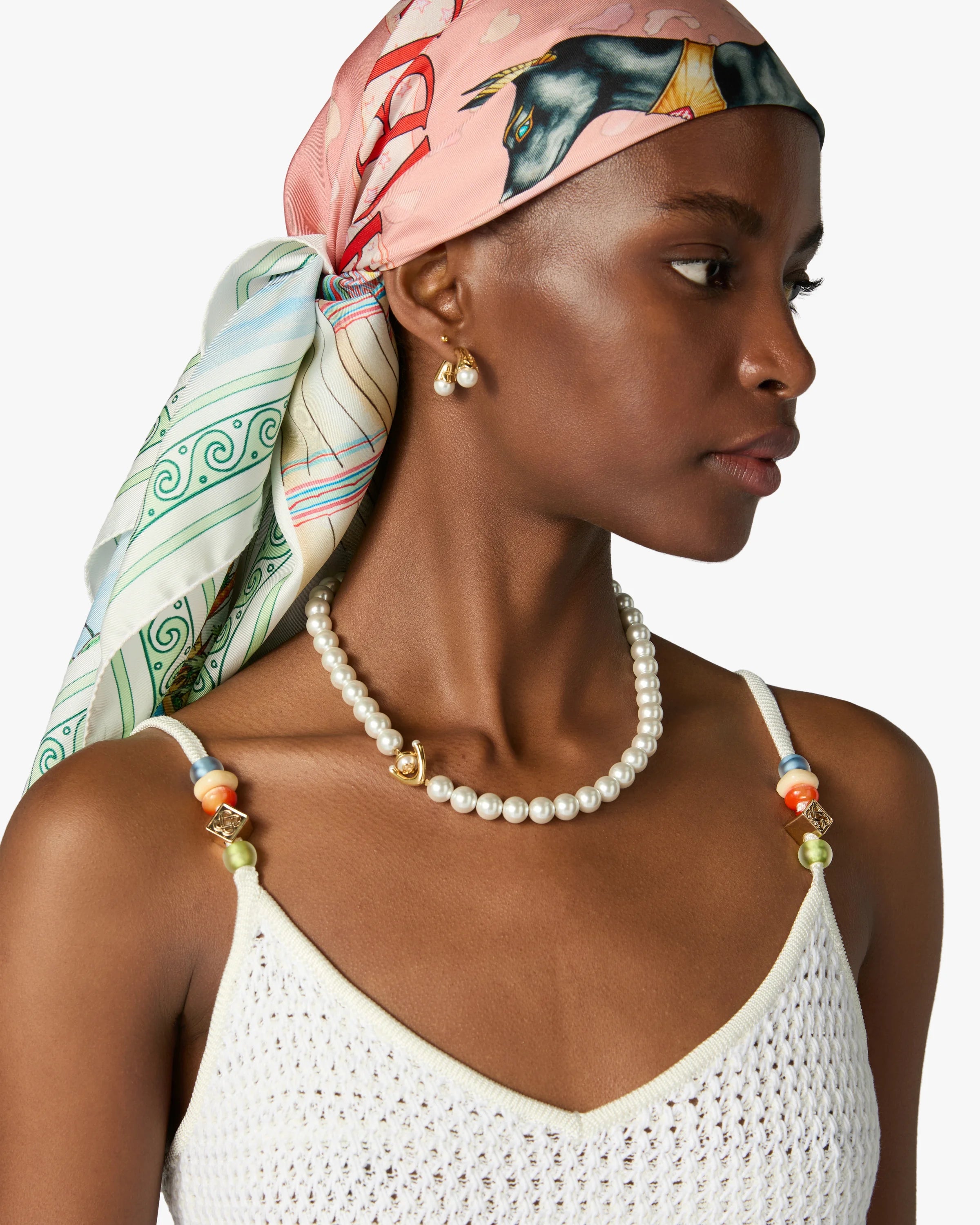 Gold & White Lotus Pearl Necklace