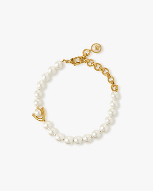 Gold & White Lotus Pearl Bracelet