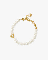 Gold & White Lotus Pearl Bracelet