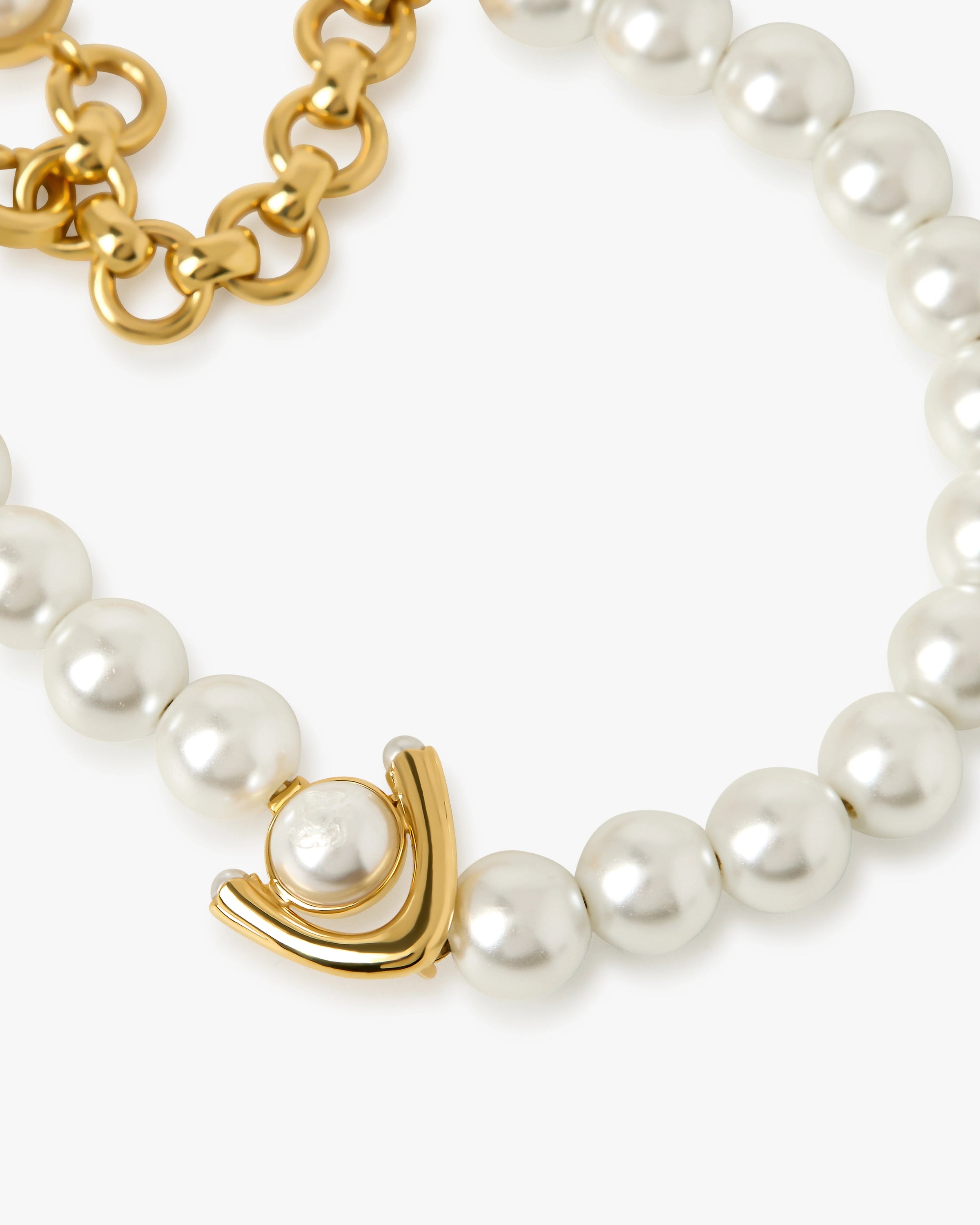 Gold & White Lotus Pearl Bracelet