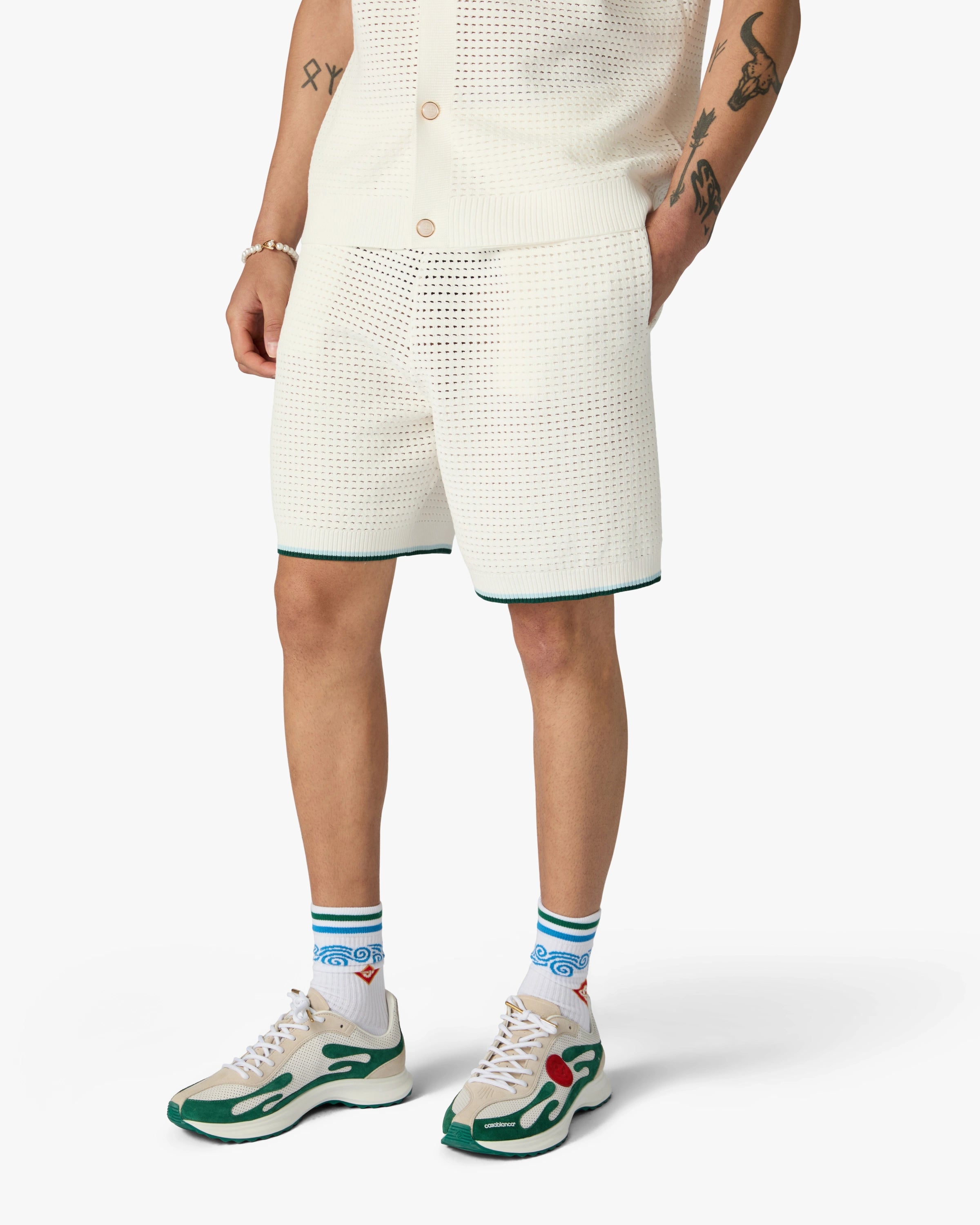 Men's White & Green Stade Sneaker