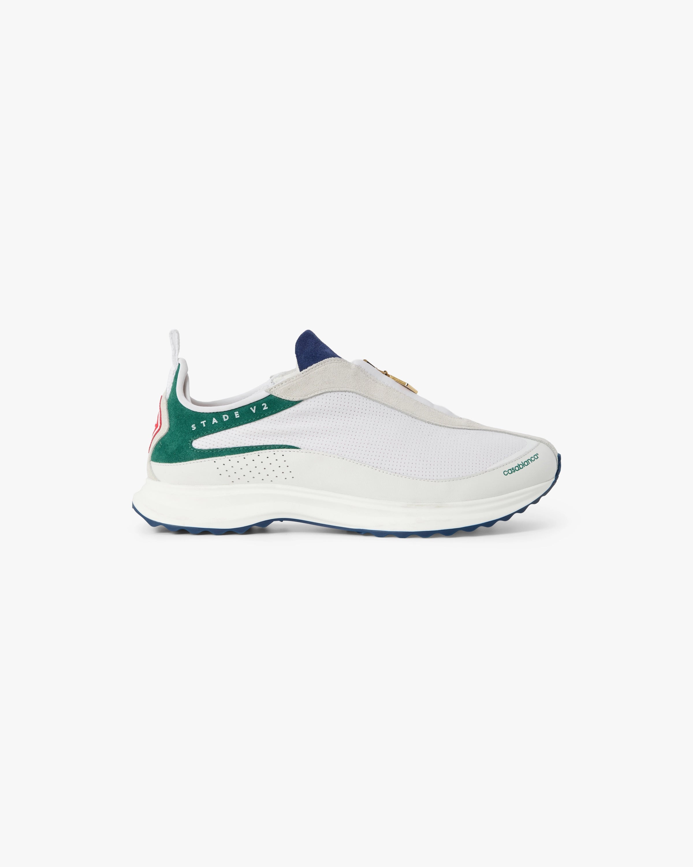 Men's White & Green Stade Zip Sneaker