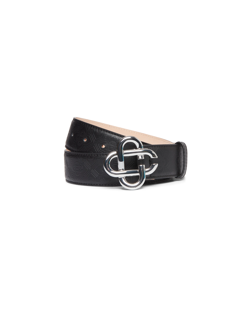 Mens Black Gold CC Logo Buckle Belt | Casablanca Paris