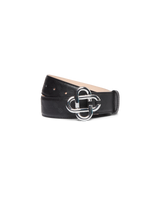 Mens Black Silver CC Logo Buckle Belt