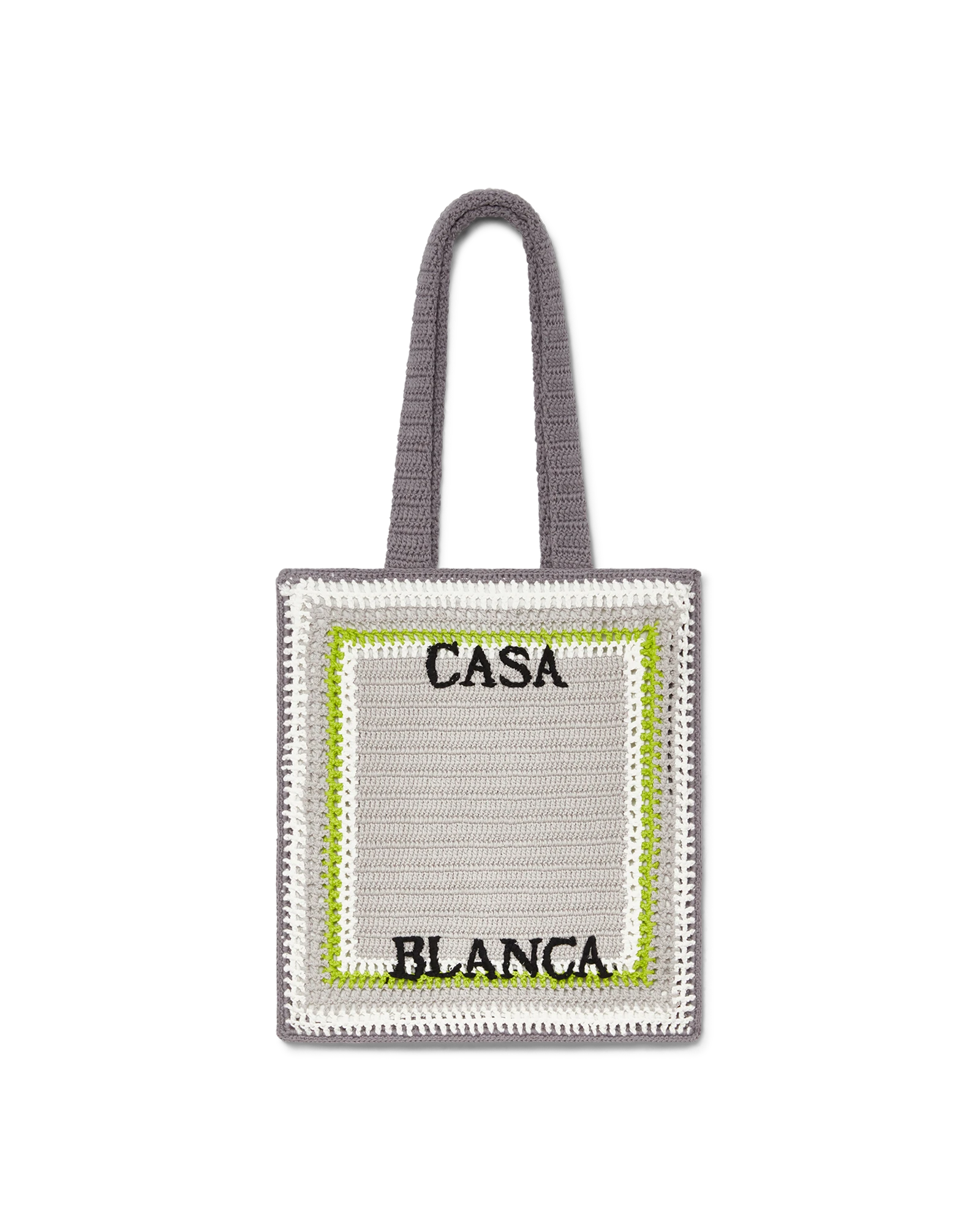 Grey Stripe Crochet Bag