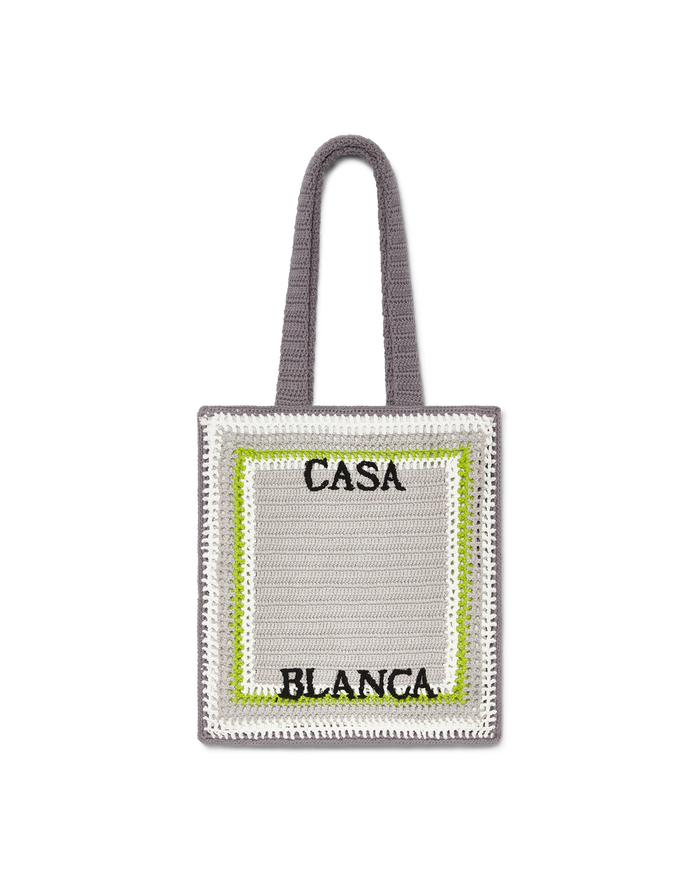 Grey Stripe Crochet Bag