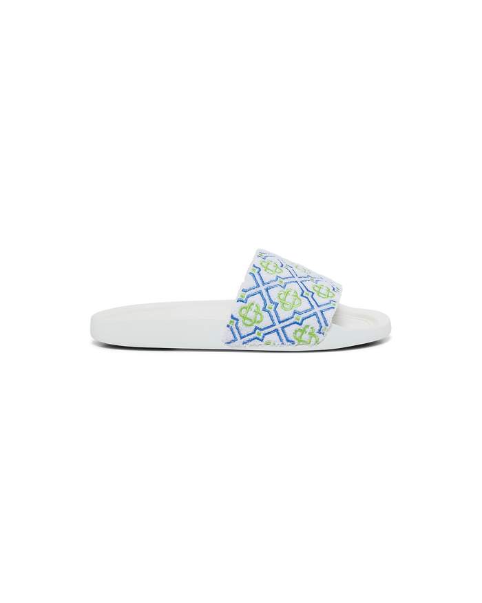 Women's White Monogram Pool Slides