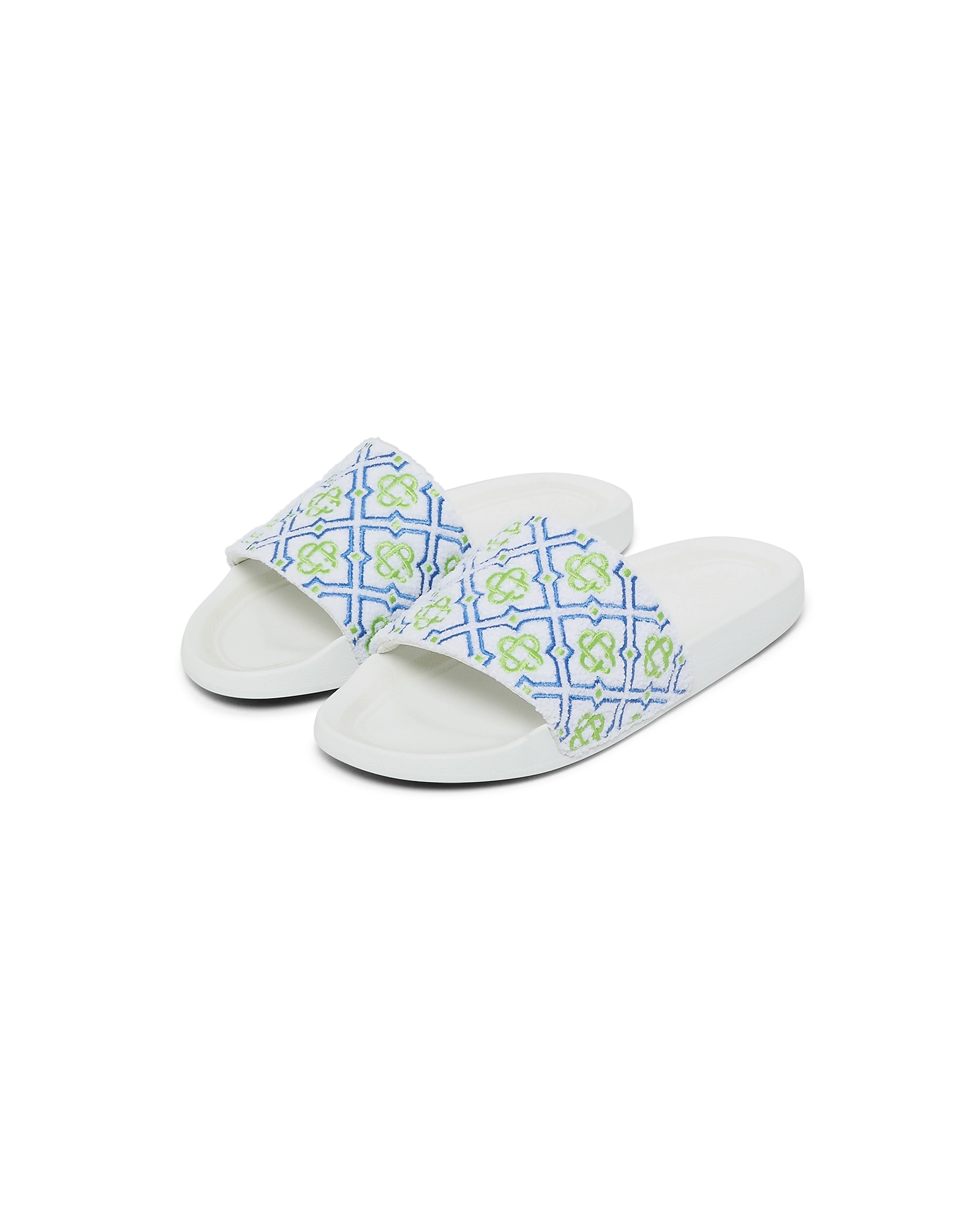 Women's White Monogram Pool Slides