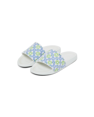 Women's White Monogram Pool Slides