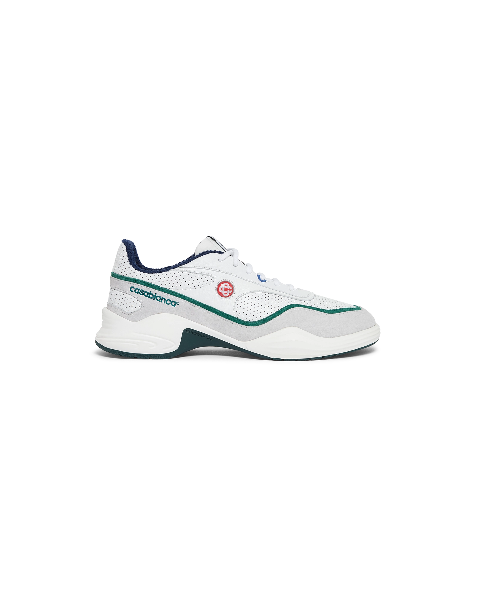 Women's White and Green Court Championship Sneaker