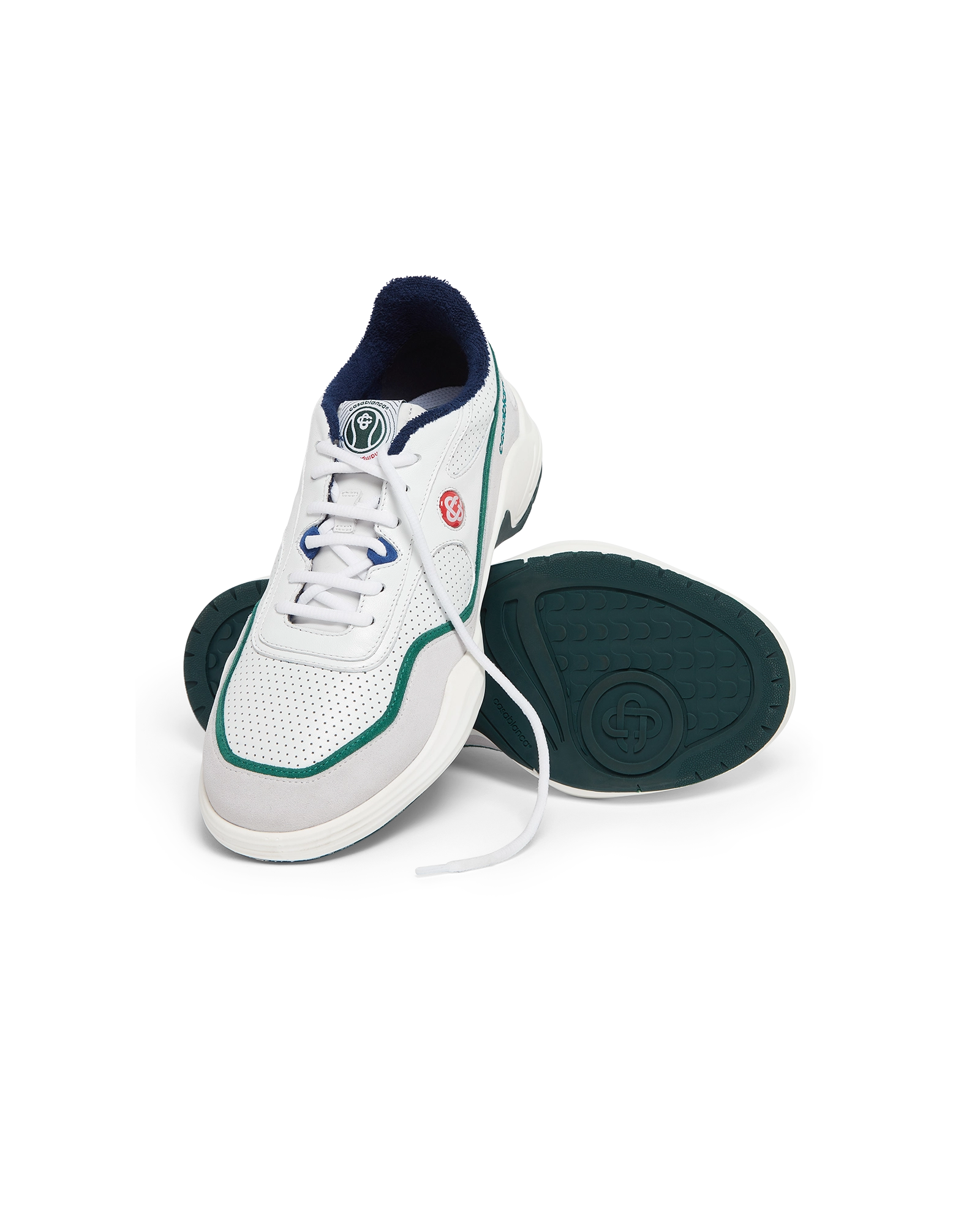 Women's White and Green Court Championship Sneaker