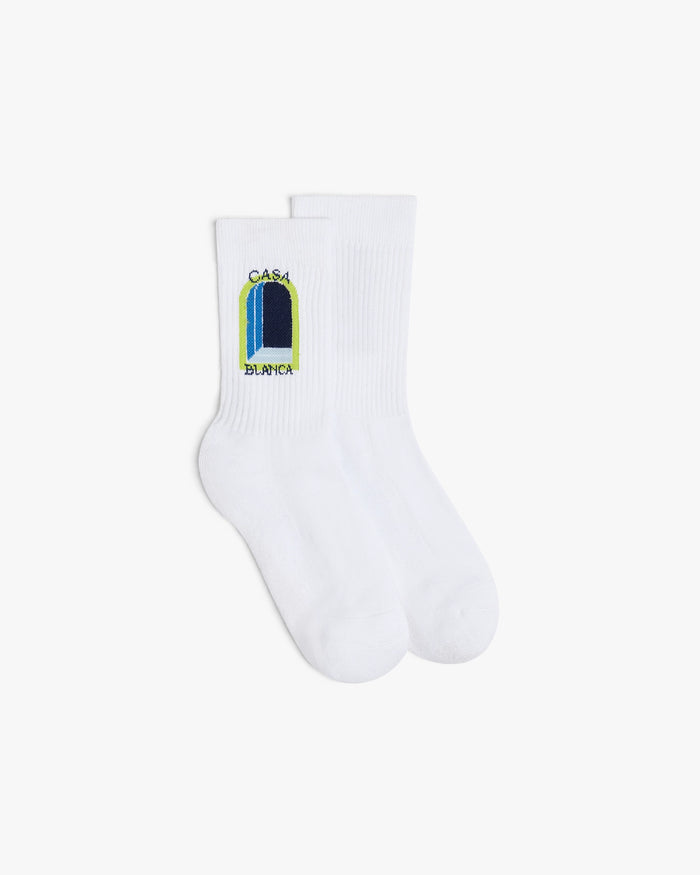 White & Lime Gradient Arch Socks