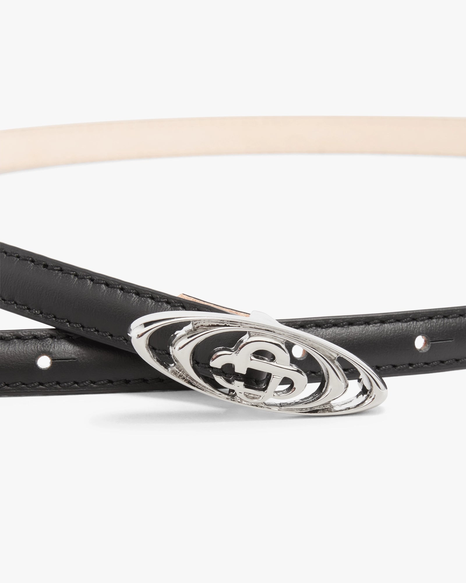 Black Mini Warped Logo Belt