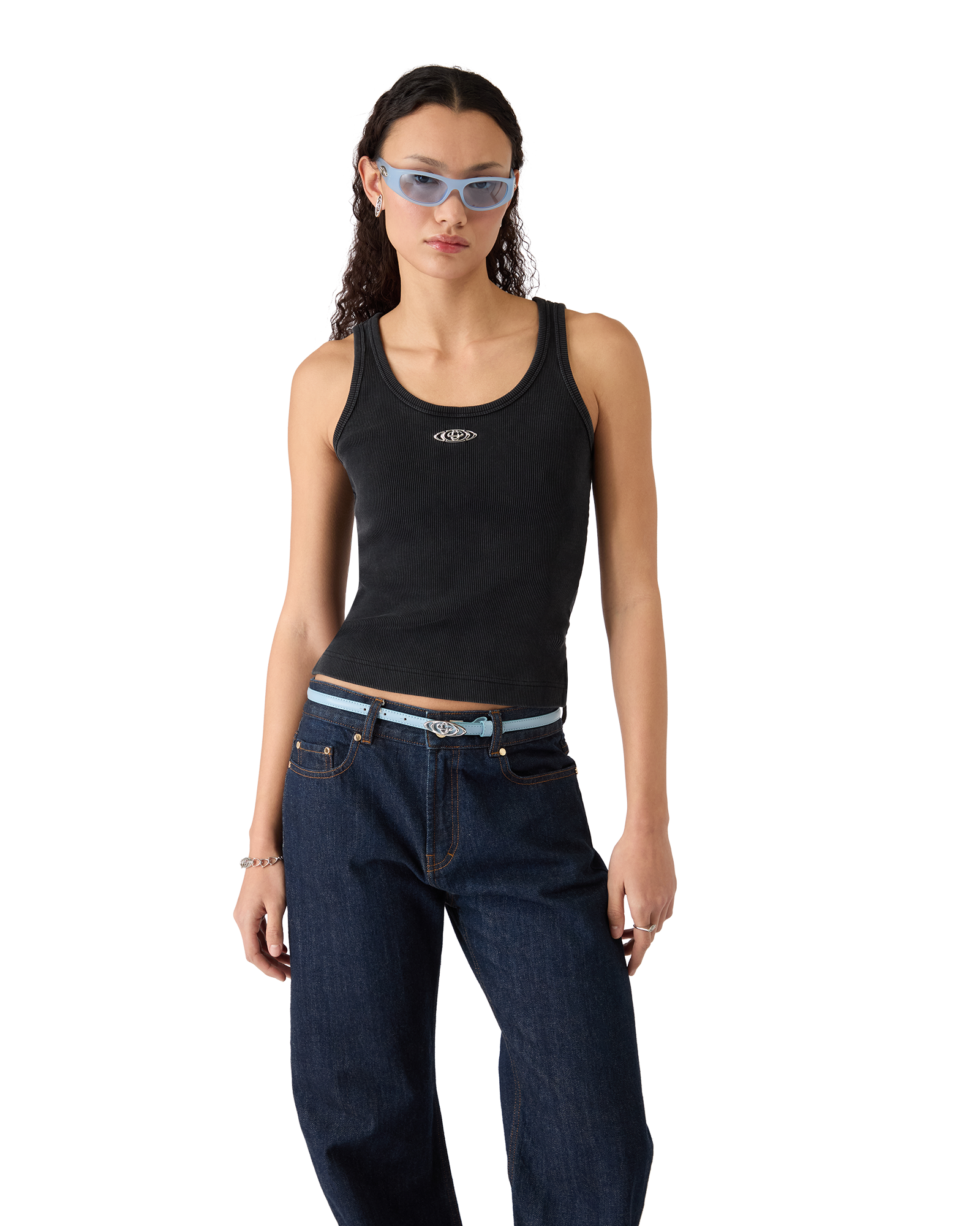 Blue Mini Warped Logo Belt