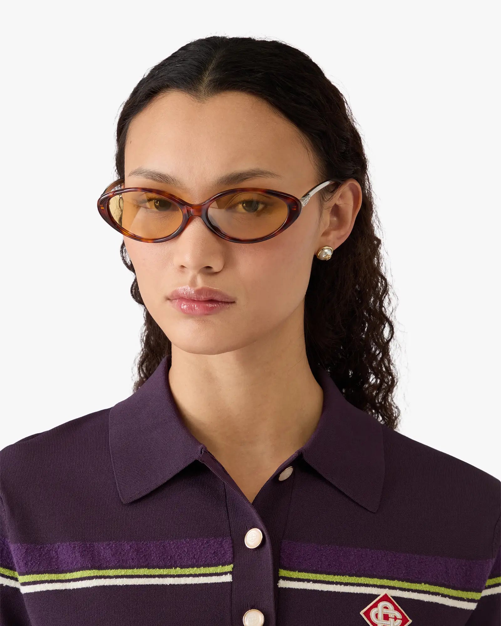 Yellow Oval Curve Sunglasses