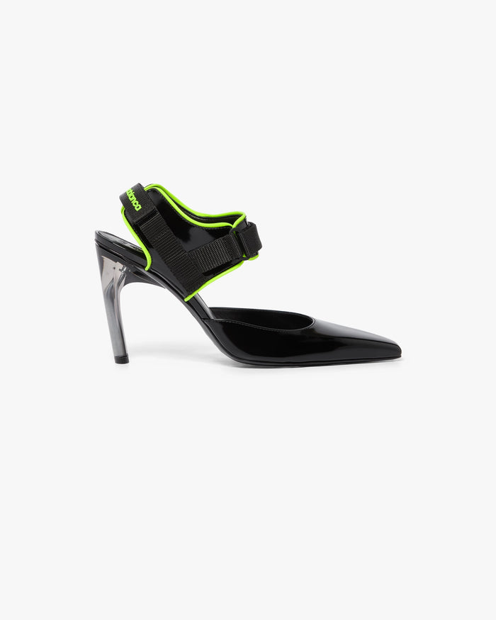 Black Leather Raver Pumps