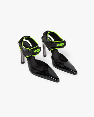 Black Leather Raver Pumps