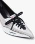 Silver Leather Heeled Sneaker Pumps