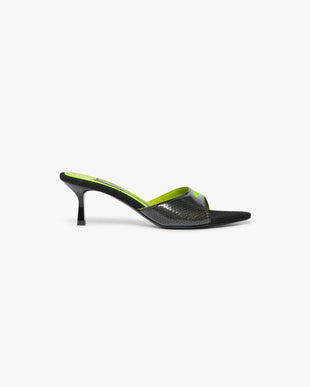 Black Heeled Mule Sandals