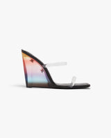 Black Plexi Heeled Wedge Sandals