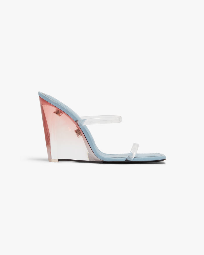 Blue & Pink Plexi Heeled Wedge Sandals