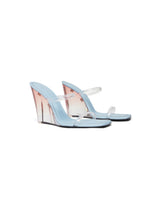 Blue & Pink Plexi Heeled Wedge Sandals