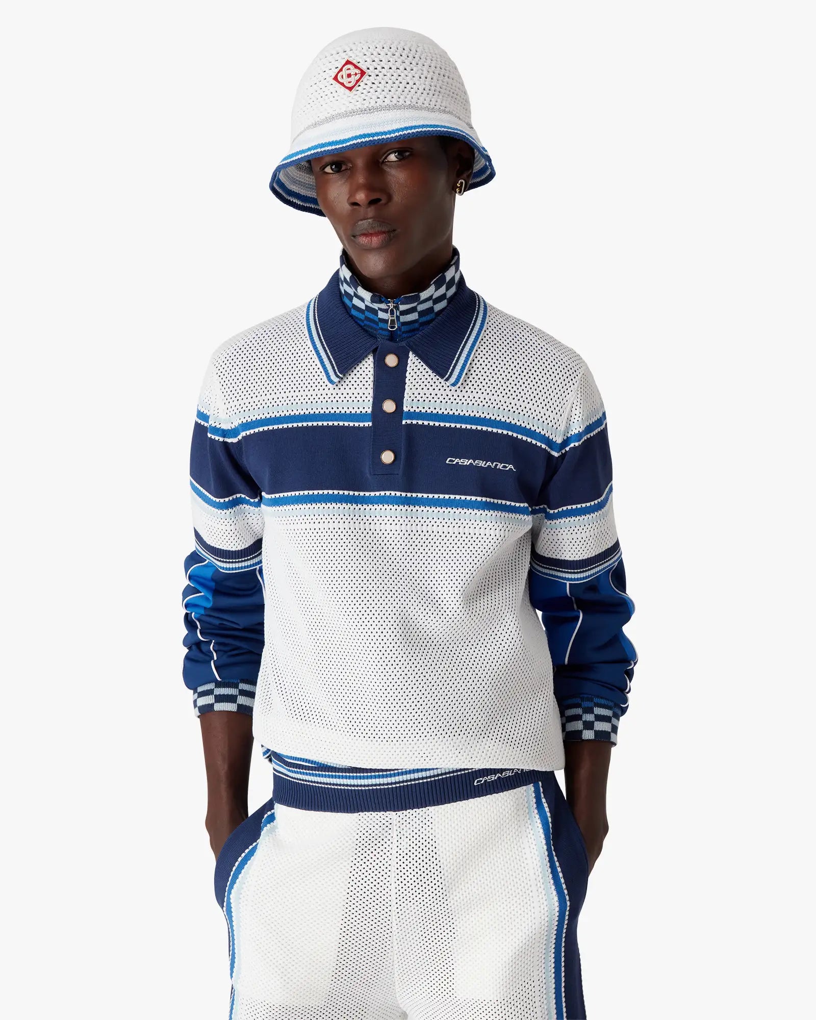 Mesh Stripe Crochet Hat