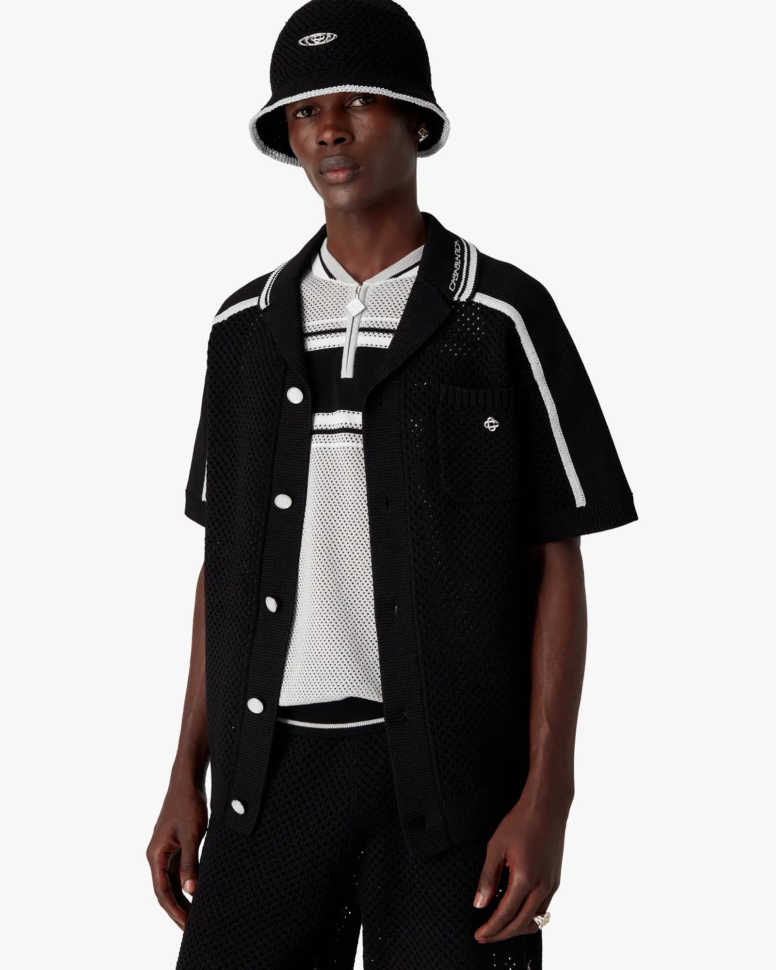 Black Warp Logo Crochet Hat