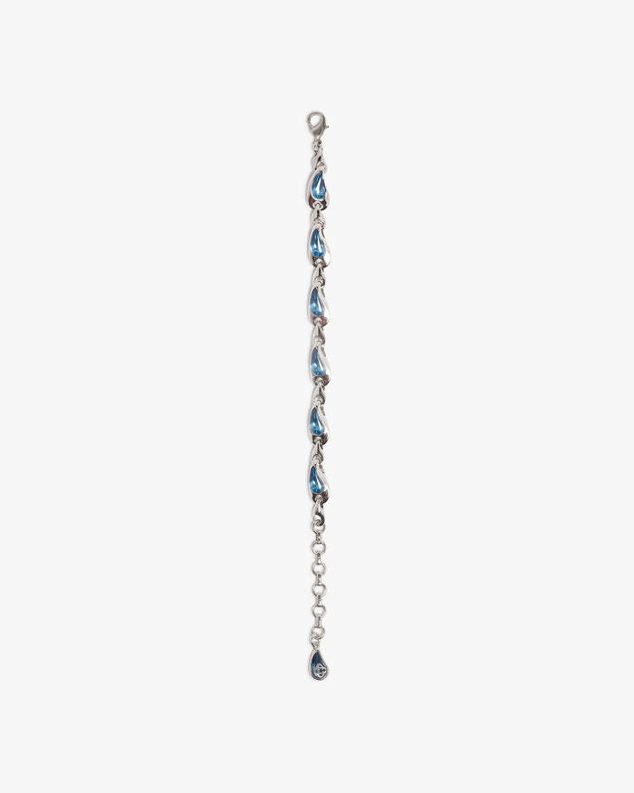 Bracelet goutte d’eau en laiton argenté et bleu