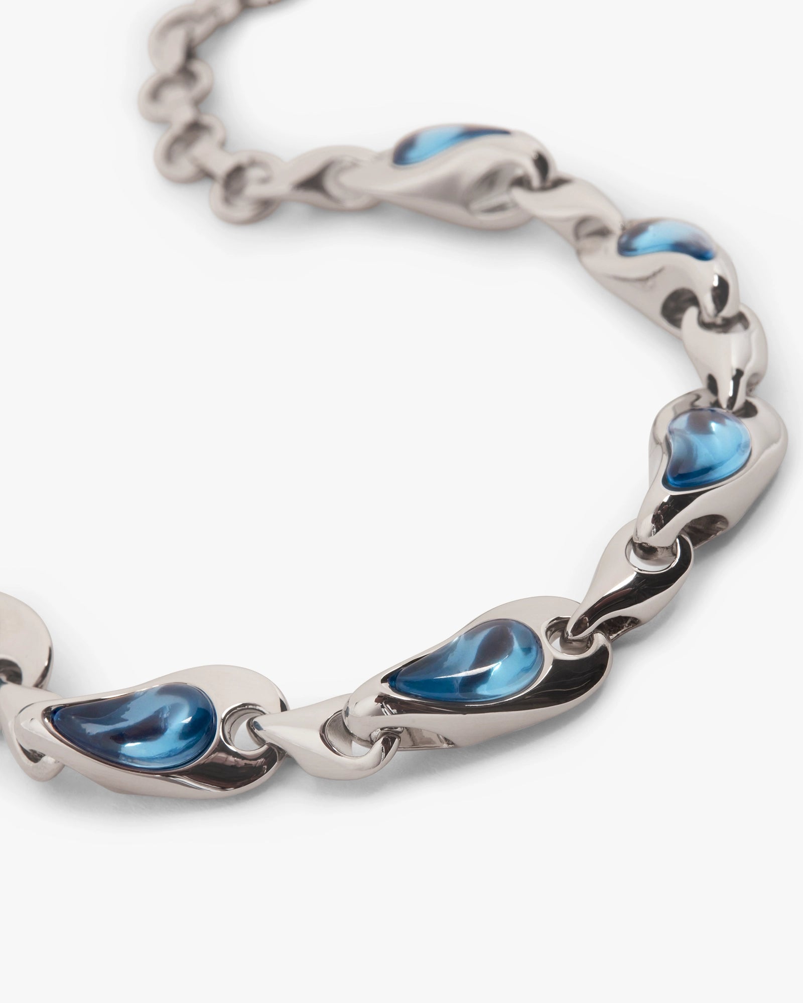 Bracelet goutte d’eau en laiton argenté et bleu