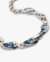 Bracelet goutte d’eau en laiton argenté et bleu