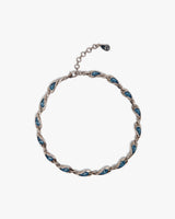 Silver & Blue Water Drop Brass Necklace