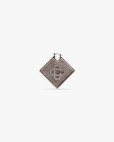 Silver Diamond Logo Brass Ear Hoops