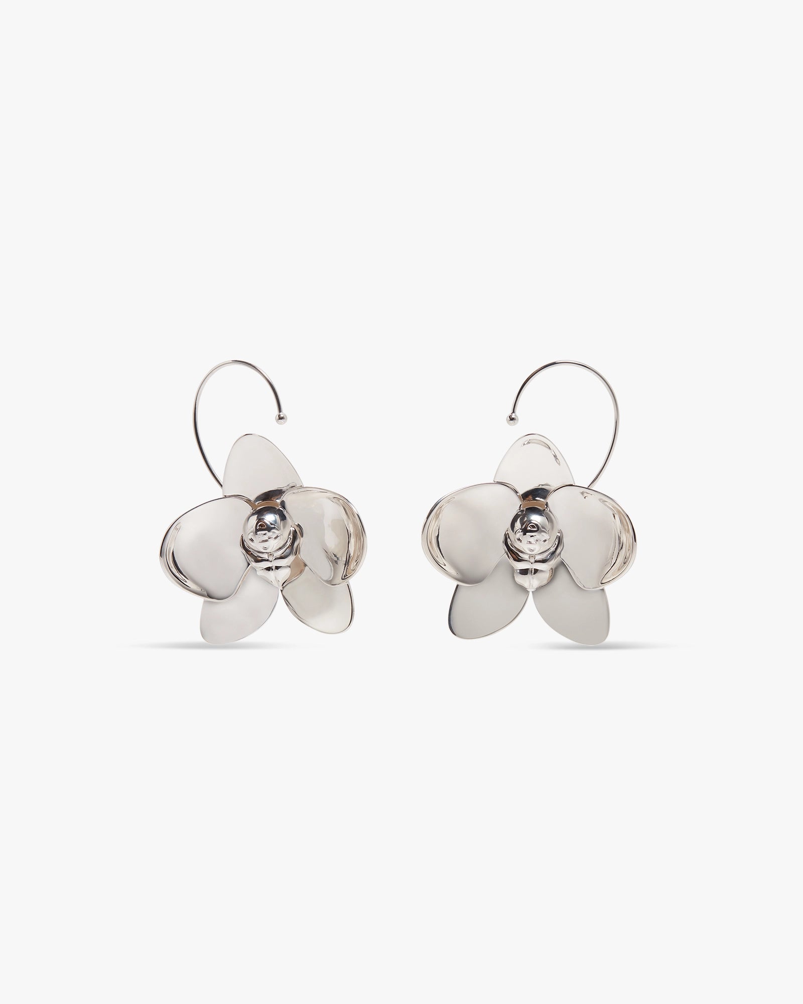 Silver Orchid Brass Earrings