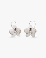 Silver Orchid Brass Earrings